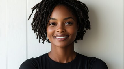 Canvas Print - Portrait of a Smiling Black Woman with Dreadlocks