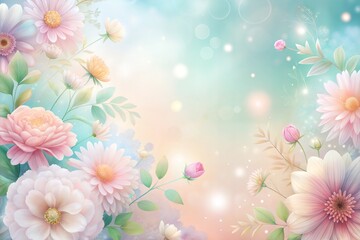 Poster - Soft and romantic floral background in pink white and green