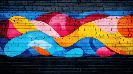 Poster - Colorful Abstract Graffiti on Brick Wall