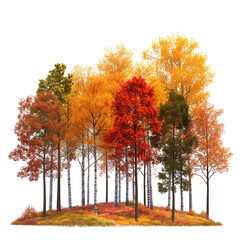 Wall Mural - a forest of trees with autumn colors on a transparent background
