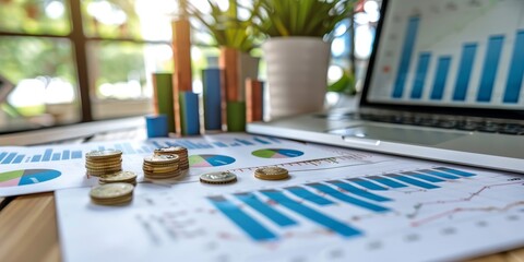 Aufkleber - A detailed depiction of pension fund investments, showcasing financial charts, diverse asset types, and strategic planning elements to illustrate effective retirement fund management