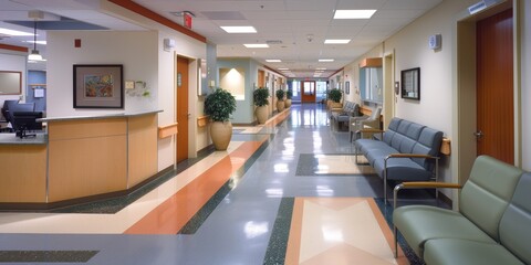 Wall Mural - Detailed view of hospital departments including orthopedics, pediatrics, and internal medicine, showcasing the wide range of services and specialized care available in a healthcare setting