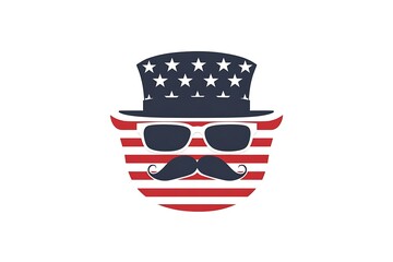 Wall Mural - Usa hat glasses and mustache design, United states america independence labor day nation us country and national theme.