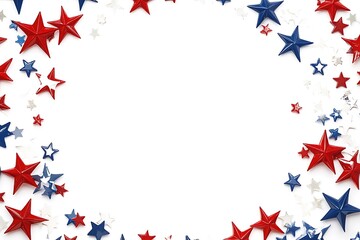 Wall Mural - A circular frame surrounded by red, white, and blue stars, perfect for highlighting American-themed content or celebrations