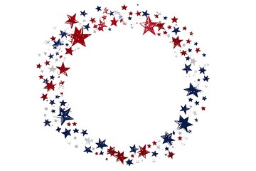 Wall Mural - A circular frame surrounded by red, white, and blue stars, perfect for highlighting American-themed content or celebrations