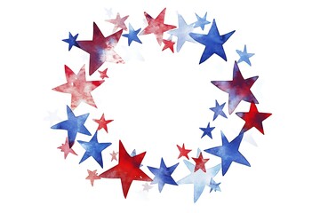 Wall Mural - A circular frame surrounded by red, white, and blue stars, perfect for highlighting American-themed content or celebrations