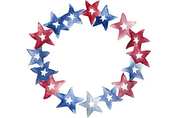 Wall Mural - A circular frame surrounded by red, white, and blue stars, perfect for highlighting American-themed content or celebrations