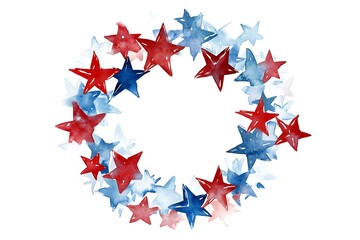 Wall Mural - A circular frame surrounded by red, white, and blue stars, perfect for highlighting American-themed content or celebrations