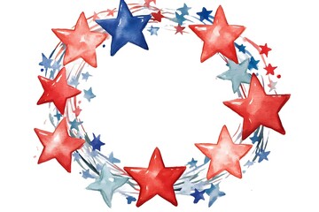 Wall Mural - A circular frame surrounded by red, white, and blue stars, perfect for highlighting American-themed content or celebrations