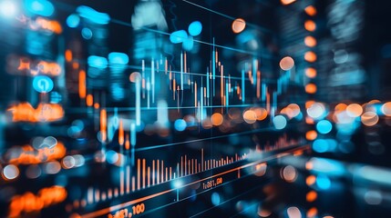 Poster - Computer screen displaying financial data, showing stock market charts, graphs, and numerical figures. The image represents the concepts of finance, technology data analysis.