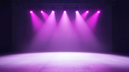 Poster - Dynamic Stage Illumination for Contemporary Dance, a vibrant backdrop with a spotlight on an empty stage, featuring interactive lighting that responds to sound and movement.