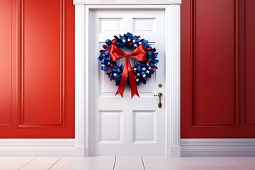 Poster - Patriotic door wreath America.