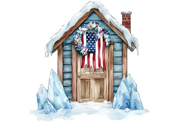 Wall Mural - Patriotic door wreath America.