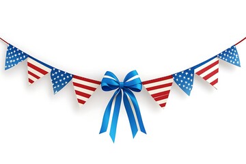 Wall Mural - American flag bow tie isolated on white background