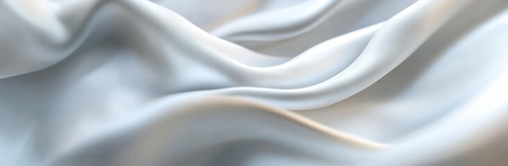 Poster - White satin fabric flowing and forming elegant waves background
