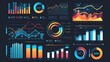 © improvee design - Collection of colorful charts and graphs visualizing data for business and finance analysis.