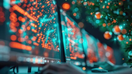 Wall Mural - A diverse workforce of cybersecurity specialists collaborating on threat detection and prevention strategies in a modern office environment.
