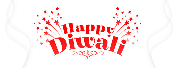 Wall Mural - happy diwali religious white banner with bursting star