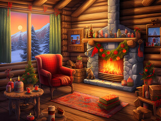 Christmas and winter holiday in December, background concept, artwork and digital art, wallpaper, generative artificial intelligence,