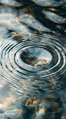 Wall Mural - abstract ripples in blue water with golden hues  - nature, background, texture, liquid, still life, calm, peaceful, water, ocean, lake, river, serenity, relaxing, smooth, organic,