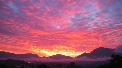Wall Mural - serene morning awakening: pink and orange sky inspiring peaceful start to the day
