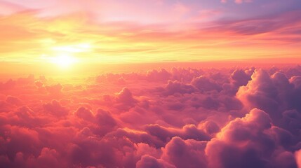 Wall Mural - tranquil farewell: beautiful sunset sky in orange and pink hues