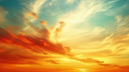 Wall Mural - tranquil sunset sky: nature's tender goodbye in warm colors