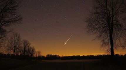 Wall Mural - Celestial Wonder - Bright Comet Streaking Across Enchanted Night Sky