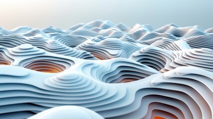 Wall Mural - A serene landscape of undulating white waves and soft curves, evoking a sense of tranquility and abstract beauty in a minimalist style.