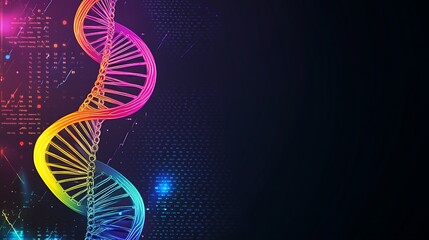 Poster - A colorful DNA helix with a dark background.