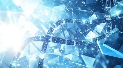 Poster - A glowing blue DNA strand with a digital effect.