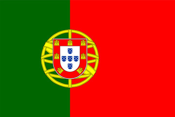 Wall Mural - National flag of Portugal. Accurate dimensions and official colors. Symbol of patriotism and freedom. Vector illustration