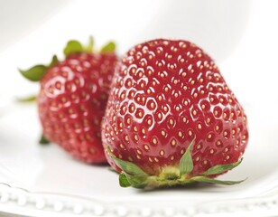 Wall Mural - Close-up strawberries isolated on white background