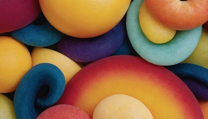 Aufkleber - A colorful assortment of fruit-flavored gummy bears