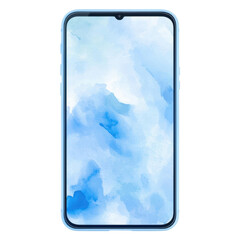 Poster - Soft Blue Watercolor Background for Mobile Displayr on transparent  Background