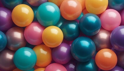 Aufkleber - A bunch of colorful balloons in various shades of blue, pink, yellow, and green