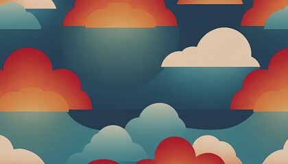 Poster - A colorful sky with clouds and a blue ocean