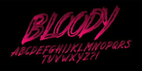 Poster - Bloody alphabet font. Blood messy letters and numbers. Hand drawn vector typography for your Halloween typography.