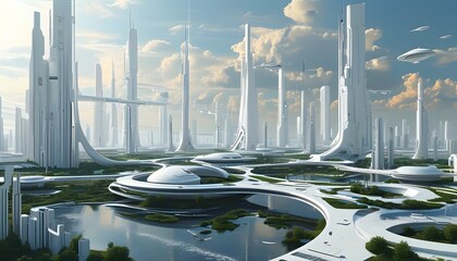 Wall Mural - Sleek and Modern Vision of a Futuristic White Cityscape