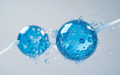 A couple of blue lollipops that are in the water