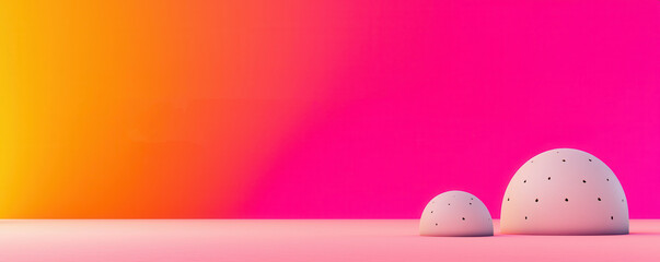 Wall Mural - Abstract Pink and Orange Gradient Background with White Eggs.