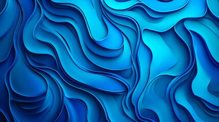 Wall Mural - A blue abstract background with wavy lines