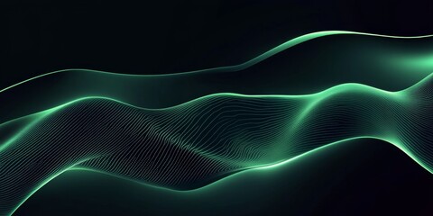 Aufkleber - Abstract Green Wave on Black Background