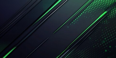 Poster - A dark abstract background with diagonal lines and green glowing dots.