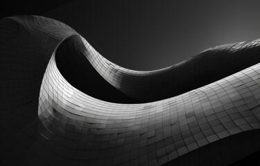 Poster - Abstract Black and White Curved Surface