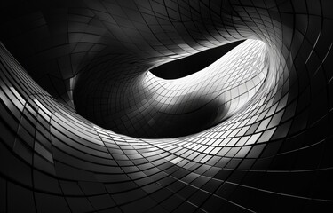 Poster - Abstract Curved Architecture in Black and White