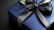 © vardan - Elegant blue gift box adorned with a ribbon bow, perfect for Valentines Day, birthdays, Christmas, or New Year celebrations