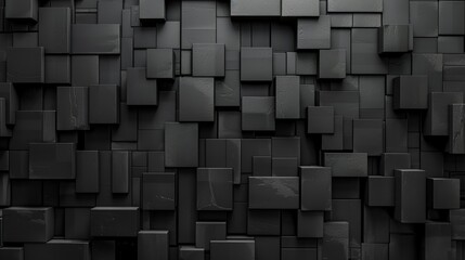 Poster - A close-up of a black geometric wall with a repeating cube pattern.