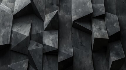 Aufkleber - A textured black wall composed of geometric polygons.