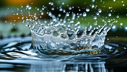 Energetic Water Drop Creating Ripples in Serene Pond